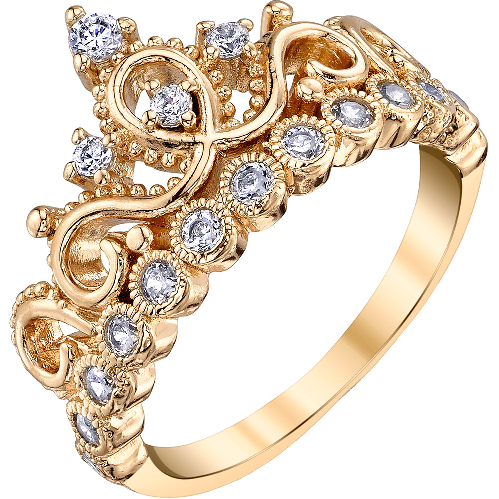 14K Princess Crown Ring Gold Crown Ring Tiara Ring Diamond Tiara Queen –  QCustom Jewelry